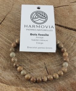 Bracelet Bois Fossile - Perles 6mm, 1 pièce
